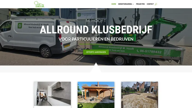 Website van Allround klusbedrijf M. Hooft
