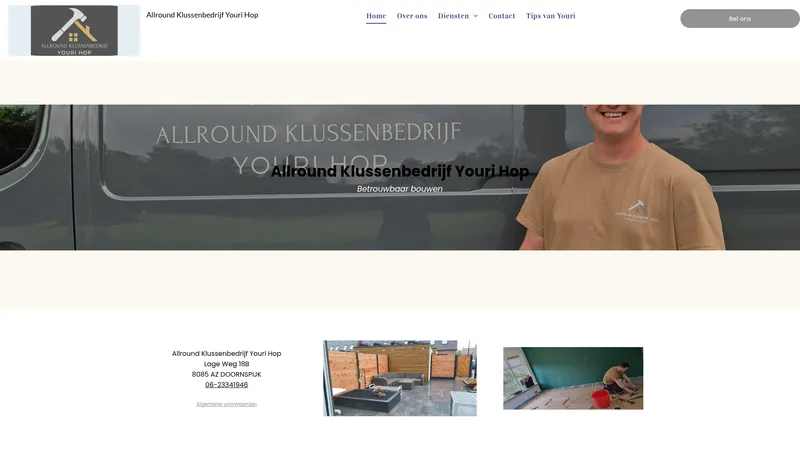 Website van Allround Klussenbedrijf Youri Hop