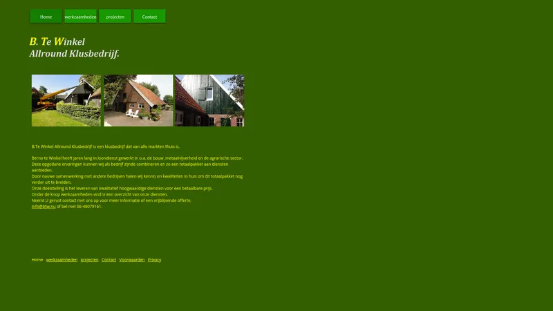 Website van B. Te Winkel Allround Klusbedrijf