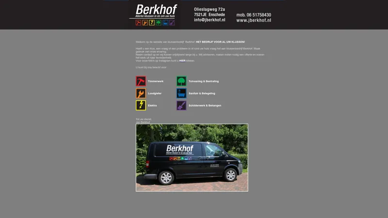 Website van Berkhof Klussenbedrijf
