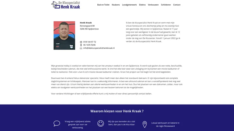 Website van De klusspecialist henk kraak