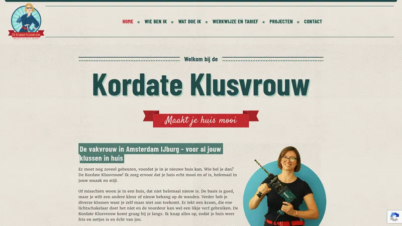 Website van De Kordate Klusvrouw