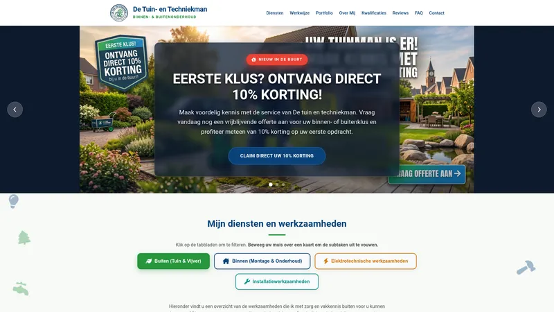 Website van De Tuin- en Techniekman