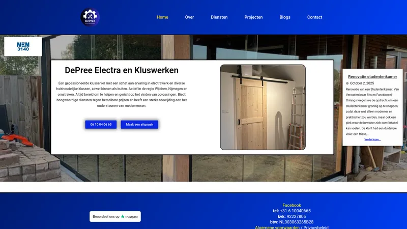 Website van DePree Electra en Kluswerken