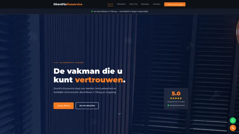 Website van DirectFix klusservice