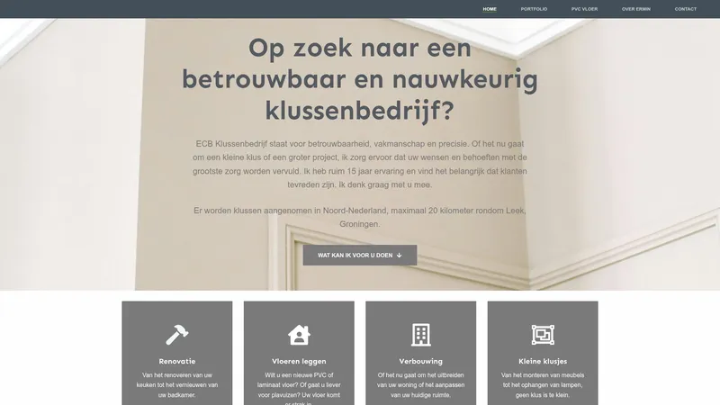 Website van ECB Klussenbedrijf