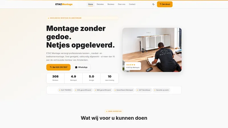 Website van ETAZ Montage