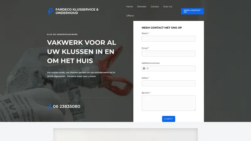 Website van Fardeco Klusservice & Onderhoud