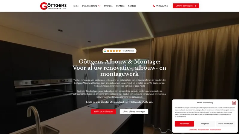 Website van Göttgens Afbouw en Montage Apeldoorn