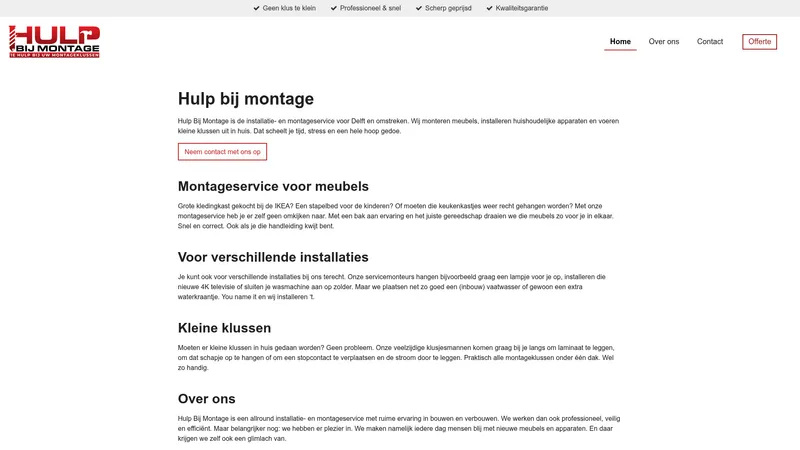 Website van Hulp Bij Montage