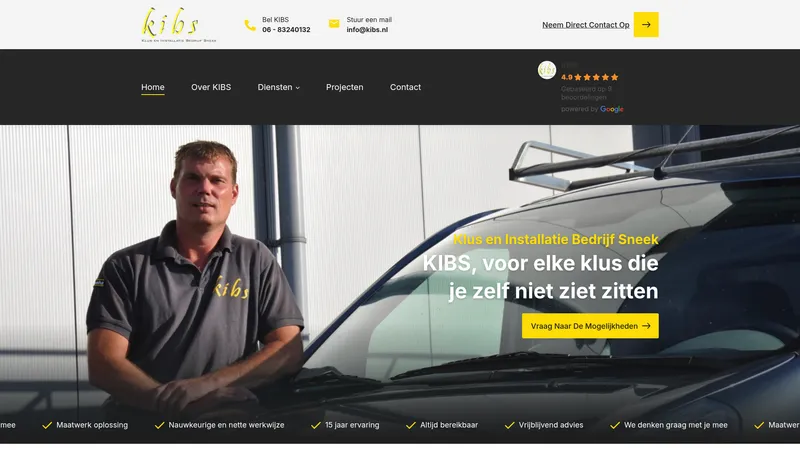 Website van KIBS - Klus en Installatiebedrijf Sneek