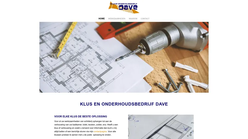 Website van Klus- en Onderhoudsbedrijf Dave