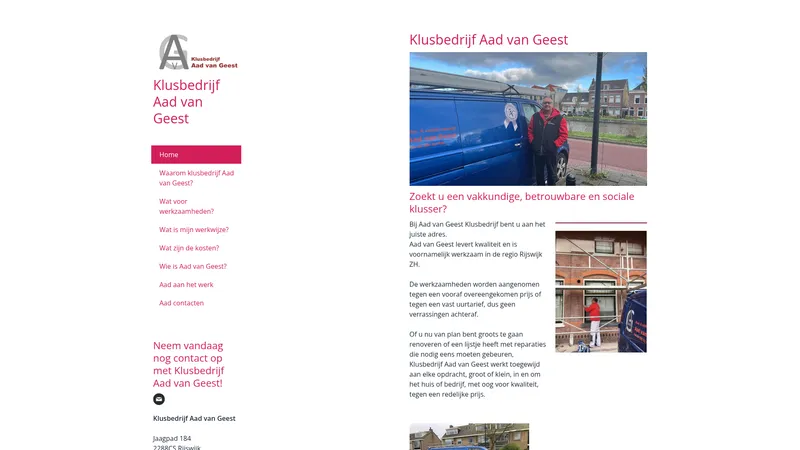 Website van Klusbedrijf Aad van Geest