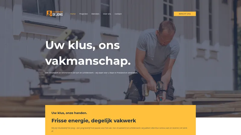 Website van Klusbedrijf De Jong