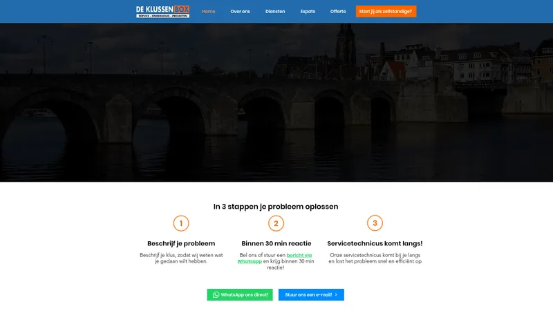 Website van Klusbedrijf De Klussenbox | Loodgieter, Elektricien & Slotenmaker