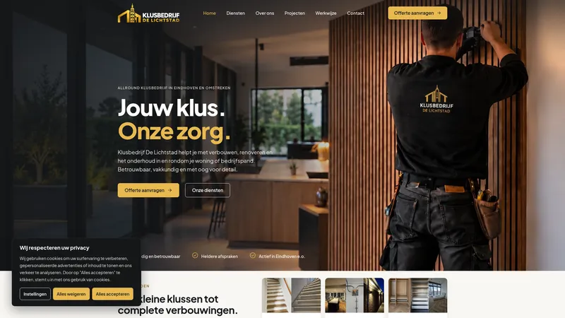 Website van Klusbedrijf De Lichtstad