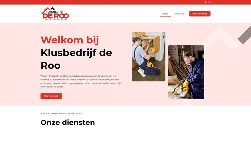 Website van Klusbedrijf de Roo