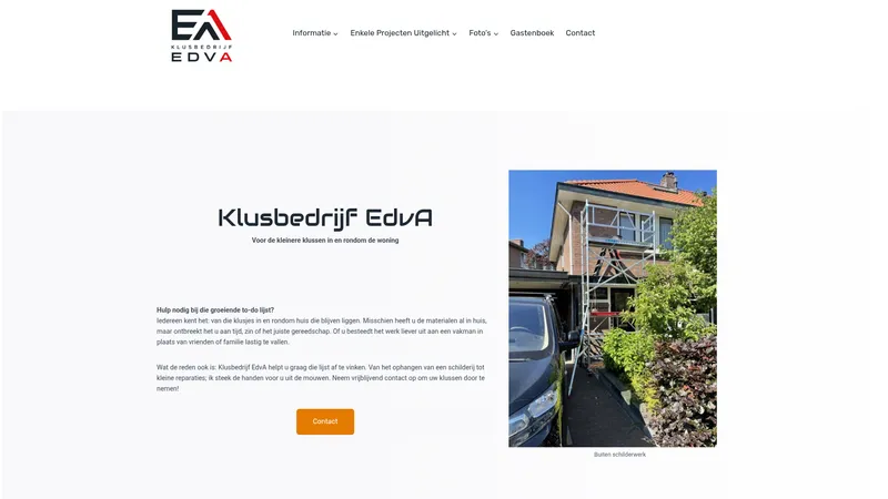 Website van Klusbedrijf EdvA