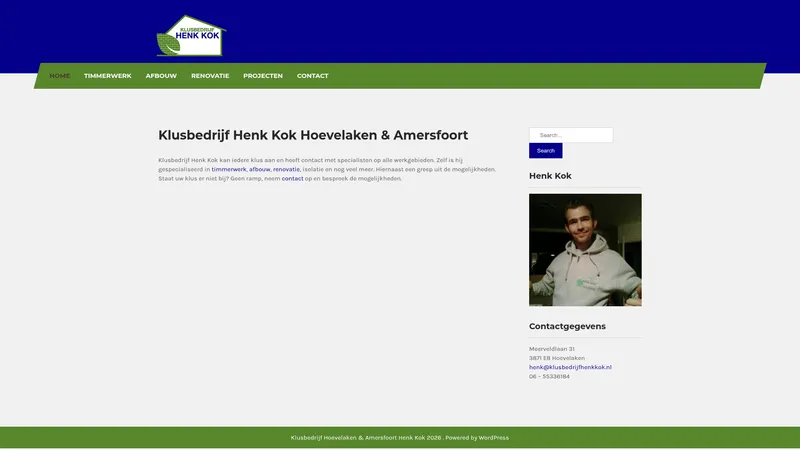 Website van Klusbedrijf Henk Kok