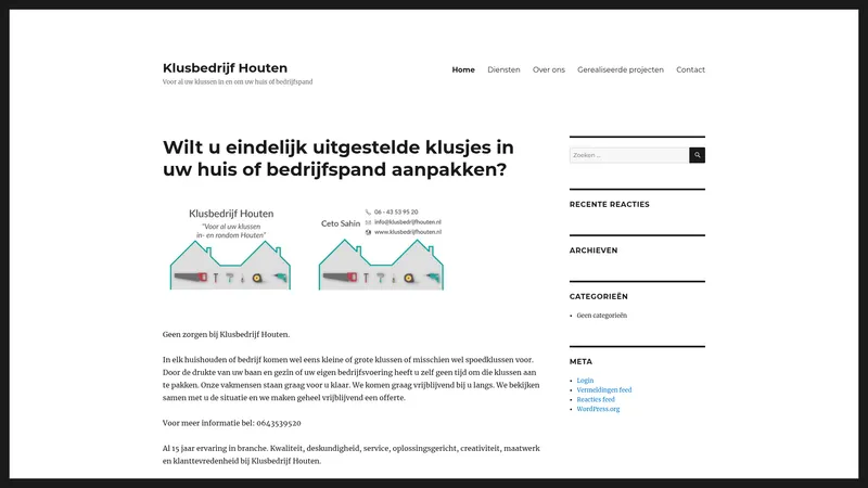 Website van Klusbedrijf Houten
