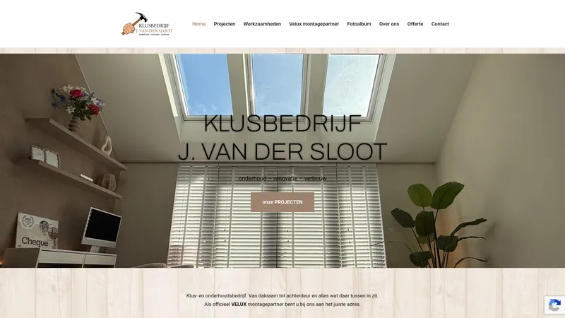 Website van Klusbedrijf J.van der sloot