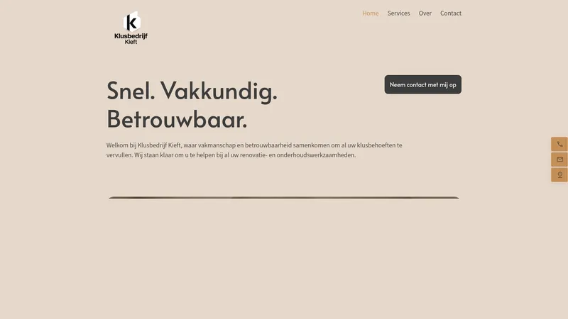 Website van Klusbedrijf Kieft