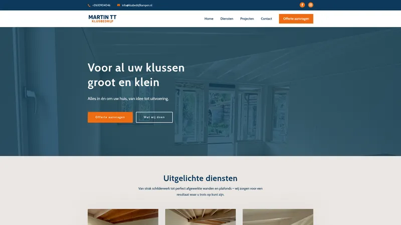 Website van Klusbedrijf Martin TT