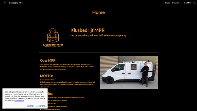 Website van Klusbedrijf MPR