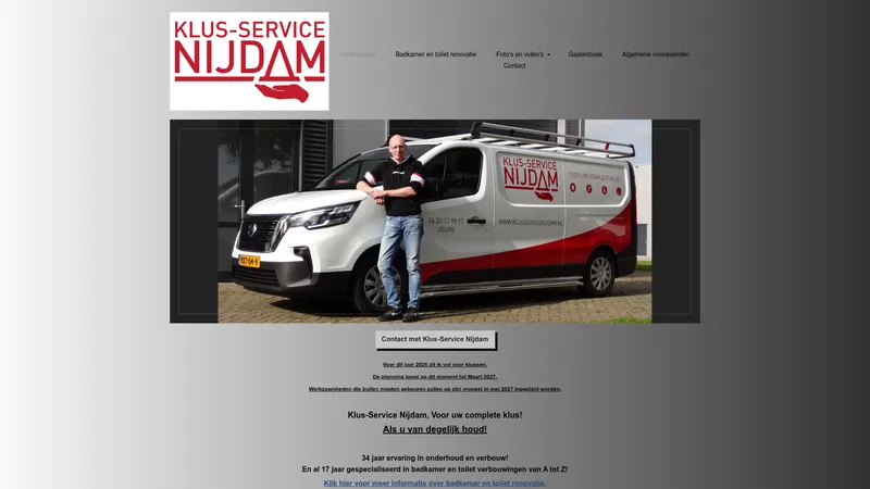 Website van Klusbedrijf / Onderhoudsbedrijf Klus-Service Nijdam Joure