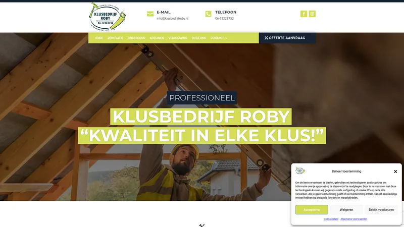 Website van Klusbedrijf Roby