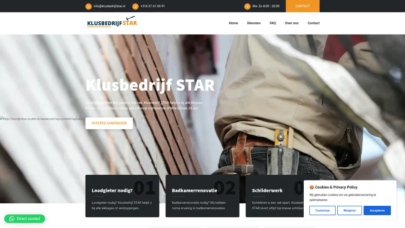 Website van Klusbedrijf Star