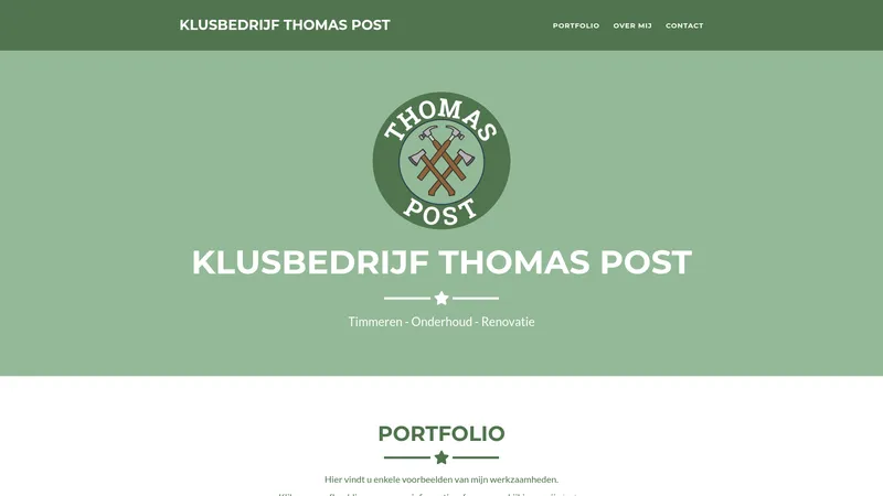 Website van Klusbedrijf Thomas Post