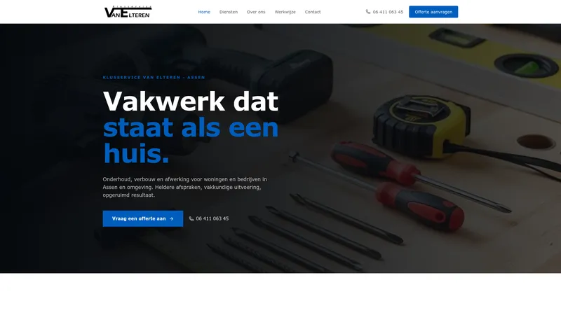 Website van Klusbedrijf van Elteren Assen