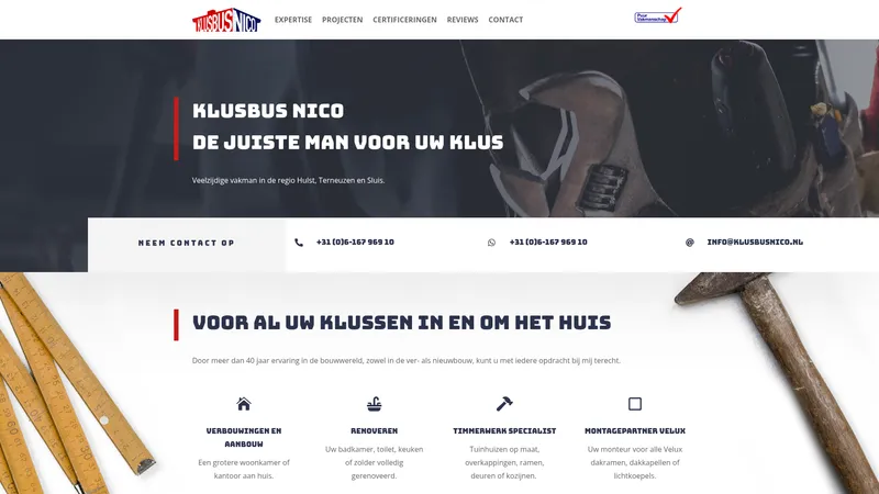 Website van Klusbus Nico Schalkwijk