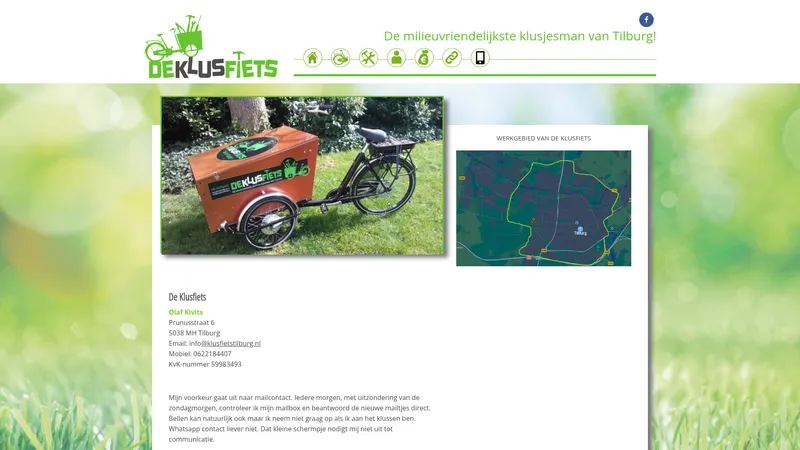 Website van Klusfiets Tilburg