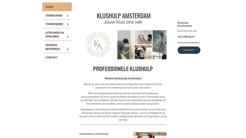 Website van Klushulp Amsterdam