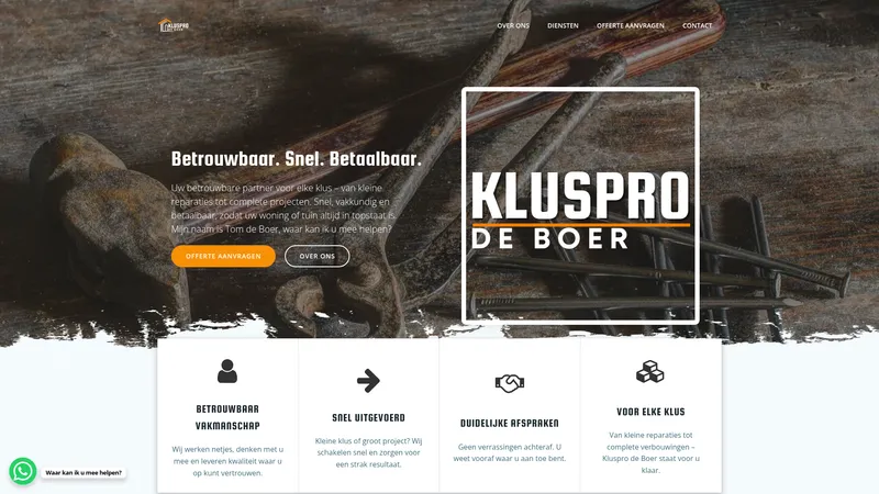 Website van Kluspro de Boer