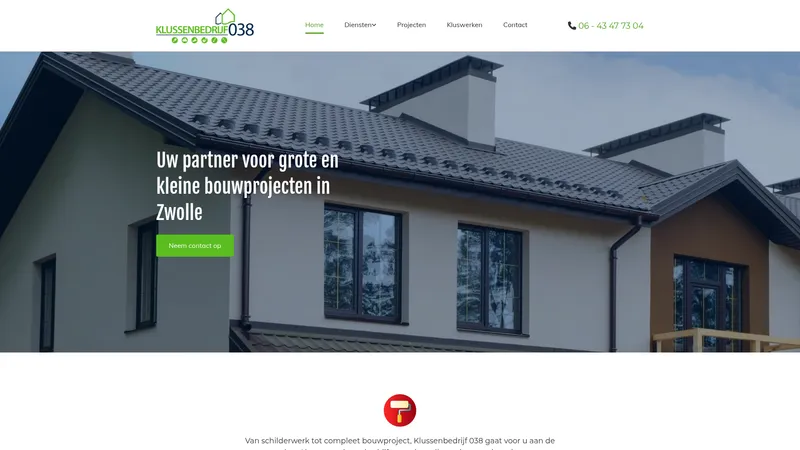 Website van Klussenbedrijf 038
