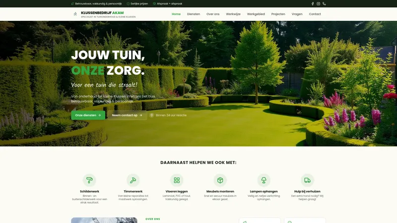 Website van Klussenbedrijf AKAM