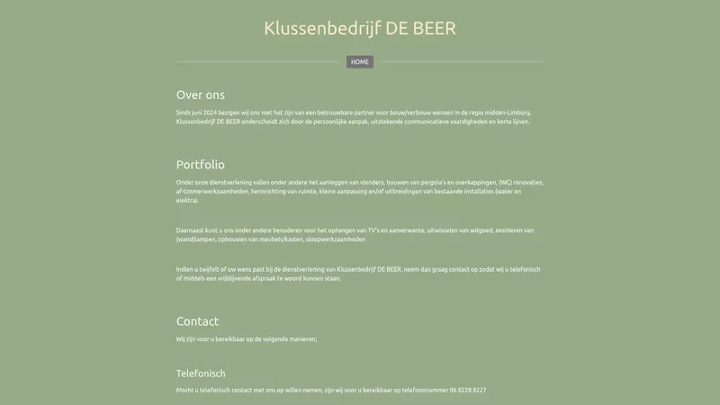 Website van Klussenbedrijf DE BEER