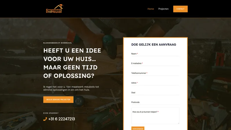 Website van Klussenbedrijf DvdHeuvel