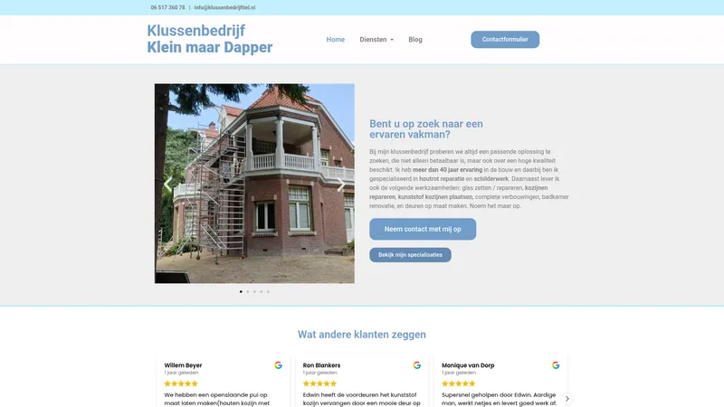 Website van Klussenbedrijf Klein maar Dapper🛠