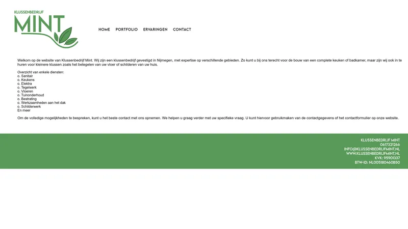 Website van Klussenbedrijf MintðŸ›