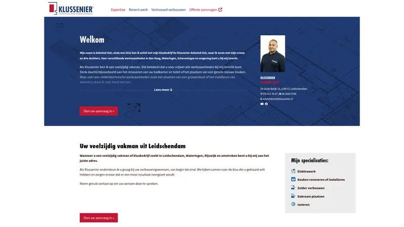 Website van Klussenier Ashmied Ozir