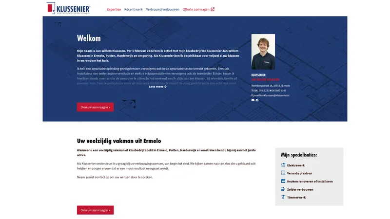 Website van Klussenier Jan-Willem Klaassen