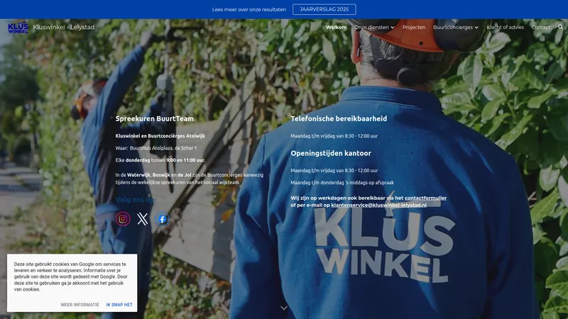 Website van Kluswinkel Lelystad