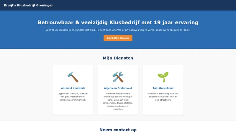 Website van Kruijt's Klusbedrijf
