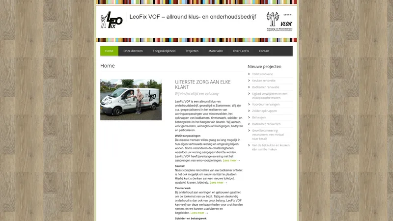 Website van LeoFix VOF Klus- en Onderhoudsbedrijf