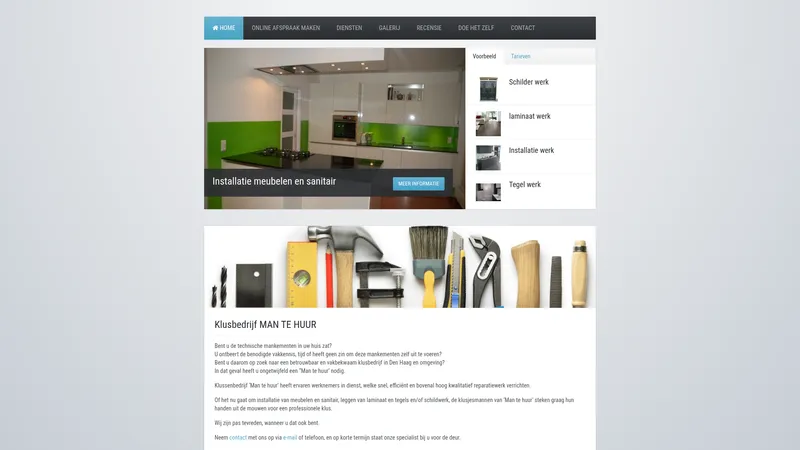 Website van MAN TE HUUR