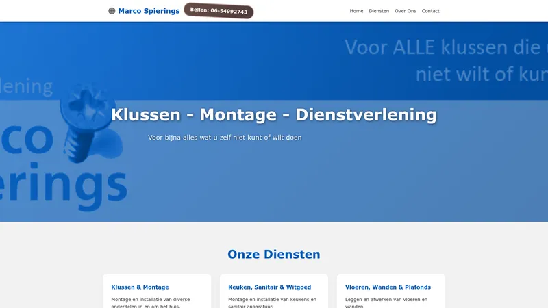 Website van Marco Spierings. Klussen - Montage - Dienstverlening